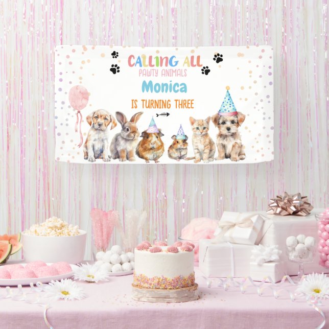 Banderoles Appel à toutes les fêtes d'anniversaire des animau (Fête)