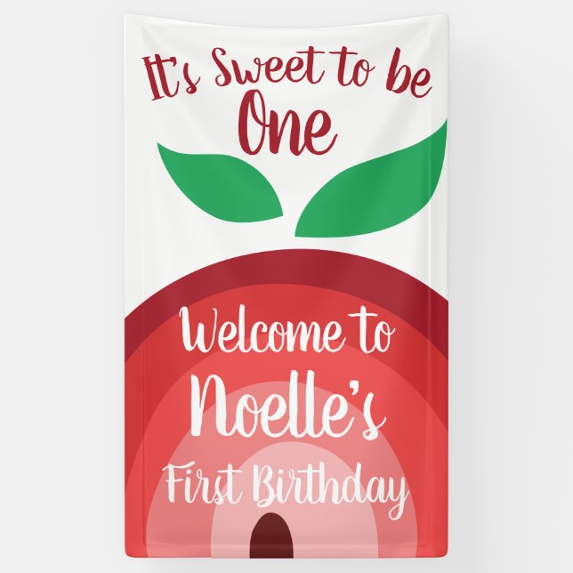 Banderoles Apple Rainbow, Sweet to be One, 1er anniversaire (Vertical)