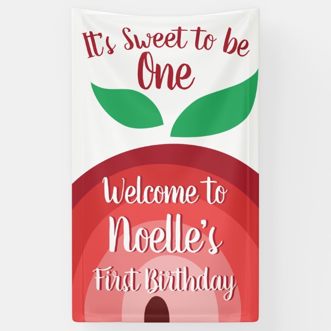 Banderoles Apple Rainbow, Sweet to be One, 1er anniversaire (Vertical)