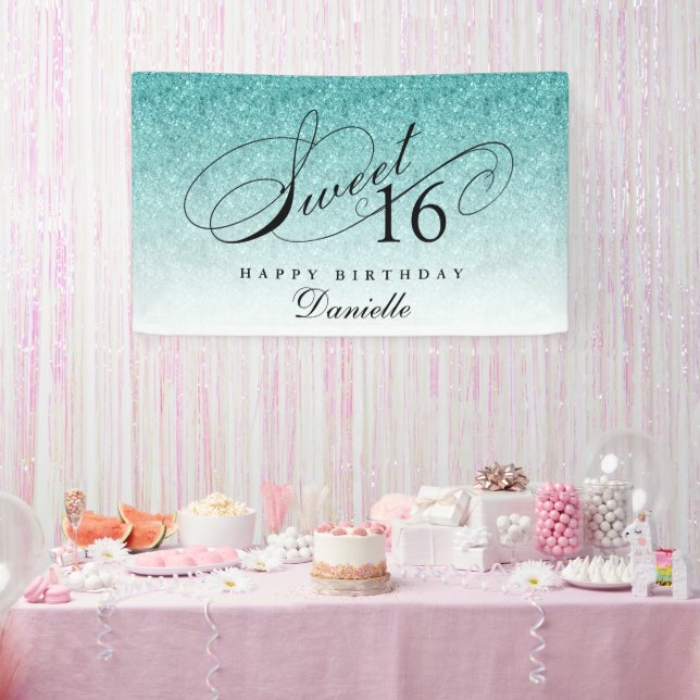 Banderoles Aqua Blue Parties scintillant Sweet 16 Anniversair (Fête)