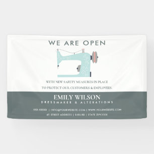 BANDEROLES AQUA BLUE ROSE SEWING MACHINE TAILOR OUVERT