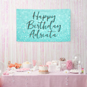 Banderoles Aqua Turquoise Parties scintillant Joyeux annivers