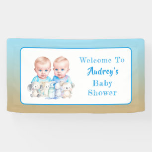 Banderoles Aquarelle Baby shower du garçon Twin Animaux