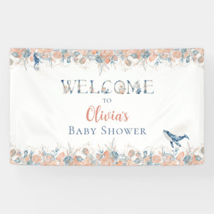 Banderoles Aquarelle Bienvenue à la Baby Shower Baleine Sous 
