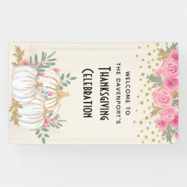 Banderoles Aquarelle blanche et or Citrouille Thankesgiving