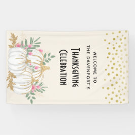 Banderoles Aquarelle blanche et or Citrouille Thankesgiving