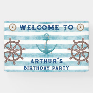 Banderoles Aquarelle Bleue Cute Bienvenue marin nautique