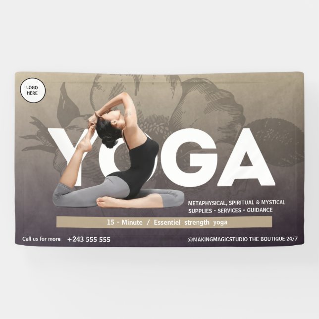 Banderoles Aquarelle boho Yoga Médiation instructeur guérisse (Horizontal)