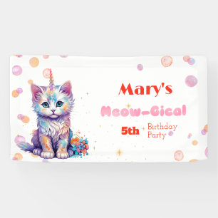 Banderoles Aquarelle Caticorn Meow-Gical Anniversaire