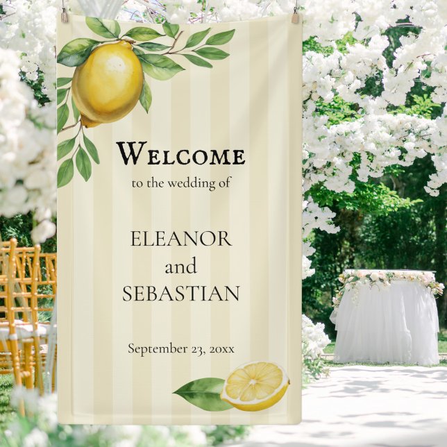 Banderoles Aquarelle Citron jaune Citrus Mariage Bienvenue (Créateur téléchargé)