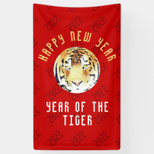 Banderoles Aquarelle de tigre chinois Nouvel An 2022 Zodiac R