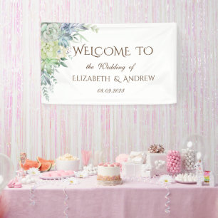 Banderoles Aquarelle Desert Succulents Points Mariage