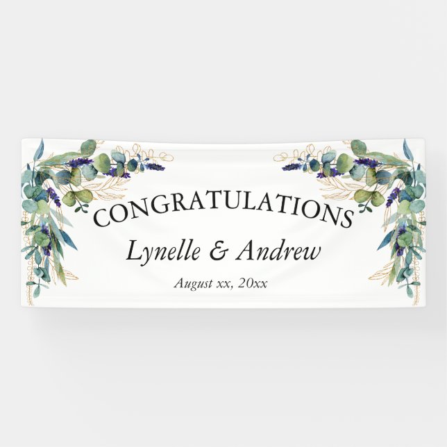 Banderoles Aquarelle d'été Mariage floral (Horizontal)