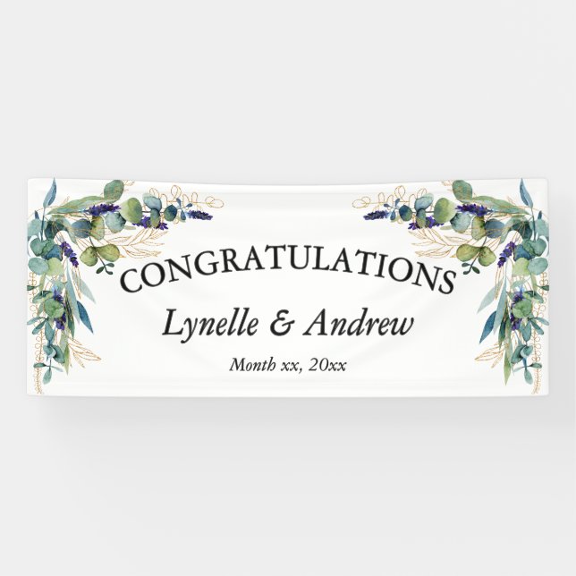 Banderoles Aquarelle d'été Mariage floral (Horizontal)