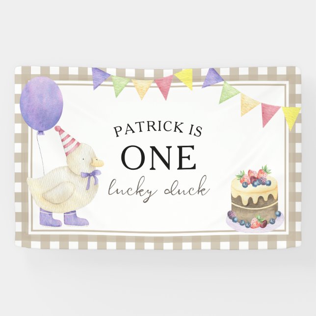 Banderoles Aquarelle DUCKLING 1er anniversaire Bienvenue (Horizontal)