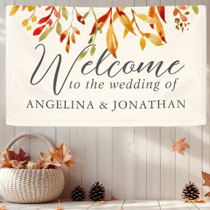 Banderoles Aquarelle en gras Automne laisse Mariage de crème