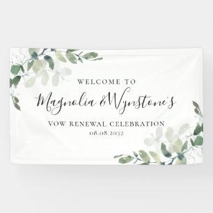 Banderoles Aquarelle Eucalyptus Vow Renouvellement Bienvenue