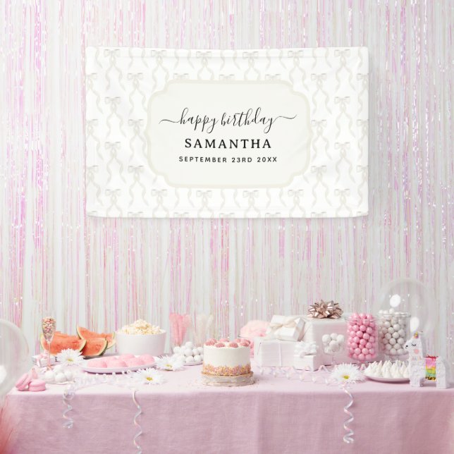 Banderoles Aquarelle fantaisie Blanc Bow Anniversaire (Fête)