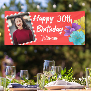 Banderoles Aquarelle Fleurie 30e Anniversaire Photo