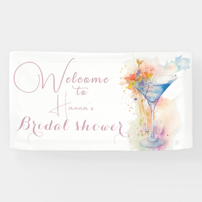 Banderoles aquarelle fleurie élégante Douche nuptiale (Horizontal)