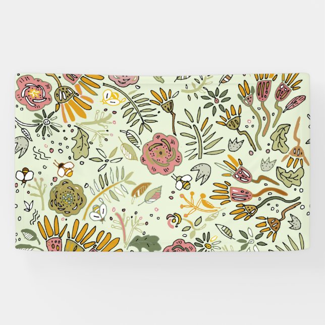 Banderoles Aquarelle Florale Fleurs d'abeille Élégante Modern (Horizontal)