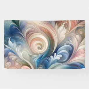 Banderoles Aquarelle Imaginaire Floral Pastel Bleu & Crème
