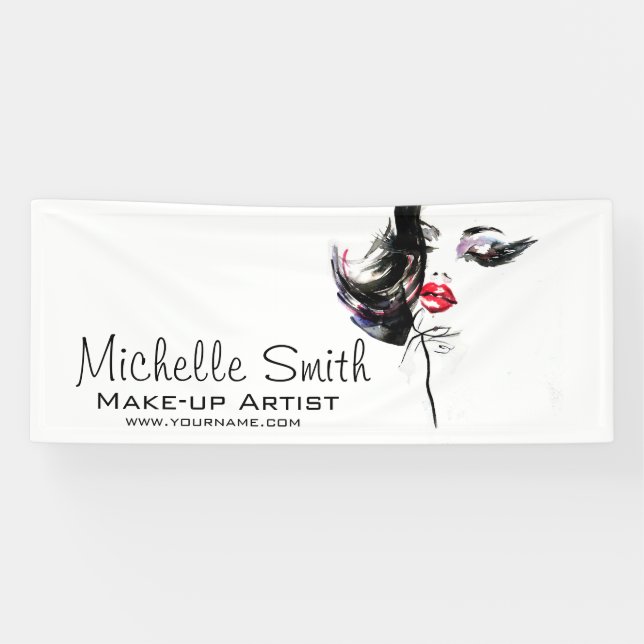 Banderoles Aquarelle maquillage visage marque artiste (Horizontal)