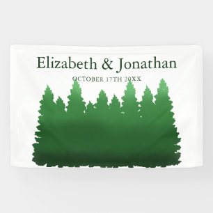 Banderoles Aquarelle Mariage des pins de bois