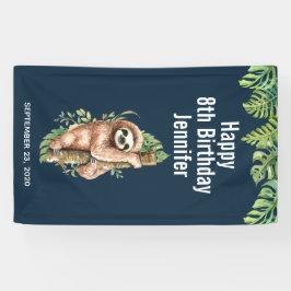 Banderoles Aquarelle mignonne Sloth & Feuilles tropicaux Anni