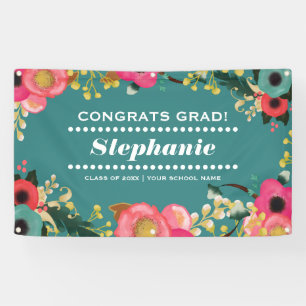 Banderoles Aquarelle moderne Floral Graduation Party