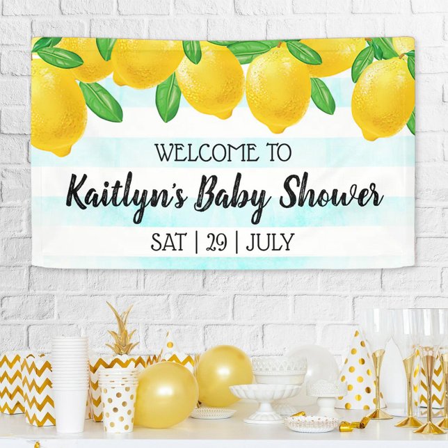 Banderoles Aquarelle moderne Lemon Tree Baby shower Bienvenue (Créateur téléchargé)