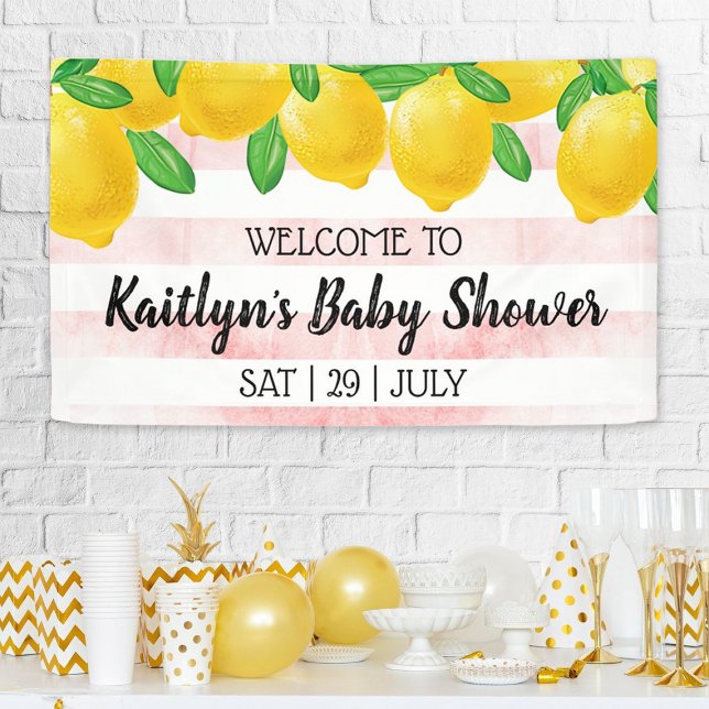 Banderoles Aquarelle moderne Lemon Tree Baby shower Bienvenue (Créateur téléchargé)