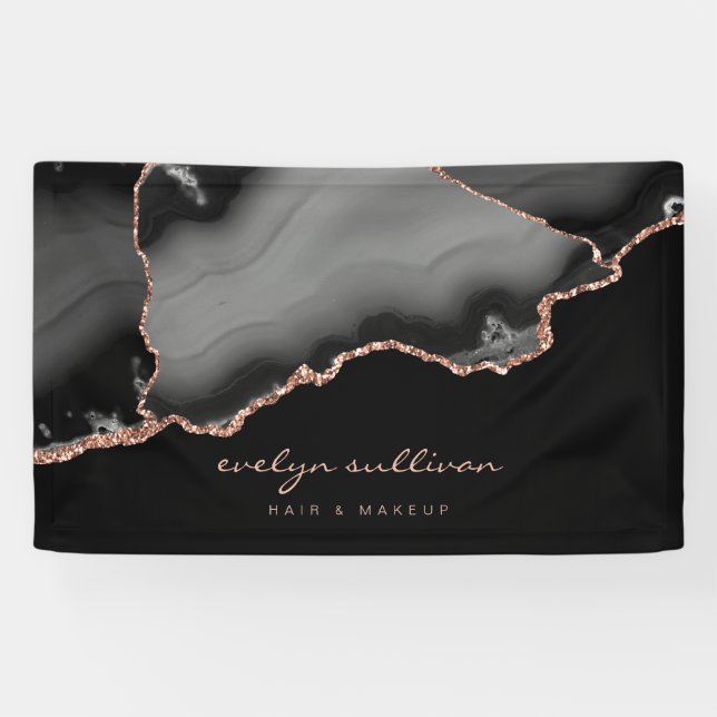 Banderoles aquarelle noire agate (Horizontal)