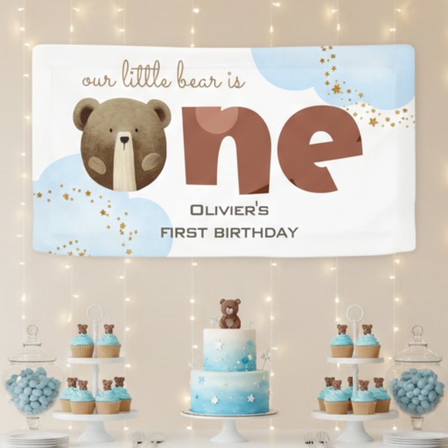 Banderoles Aquarelle notre petit ours est un bébé anniversair (Créateur téléchargé)