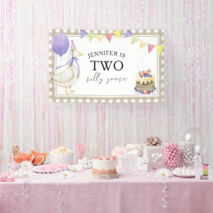 Banderoles Aquarelle Oie 2e anniversaire Bienvenue