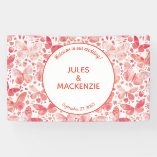 Banderoles Aquarelle papillon rose