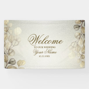 Banderoles Aquarelle Party Golden Eucalyptus Foliage brillant