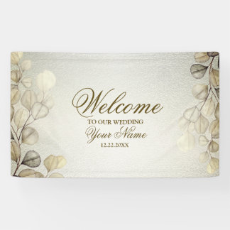 Banderoles Aquarelle Party Golden Eucalyptus Foliage brillant