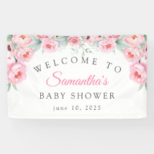 Banderoles Aquarelle rose Fleurs, Baby shower, Accueil