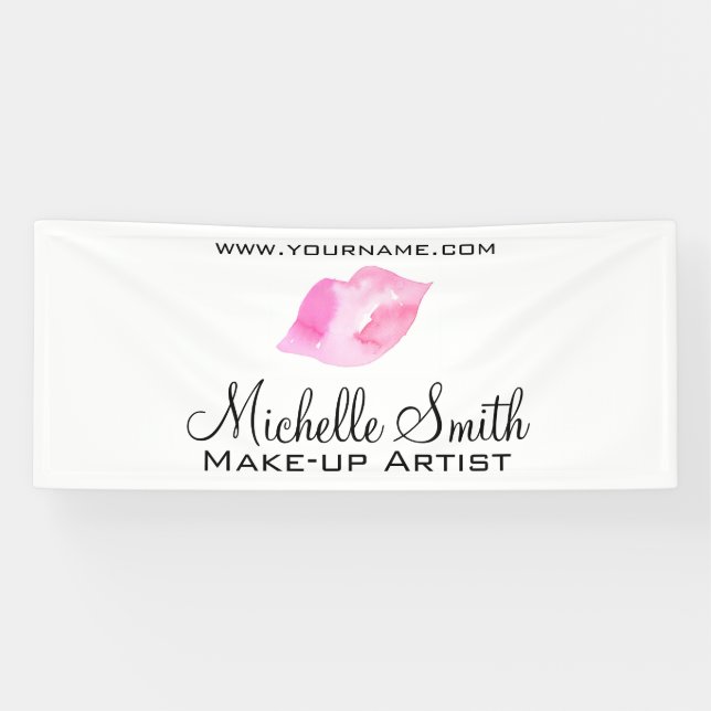 Banderoles Aquarelle rose lèvres maquillage marque (Horizontal)