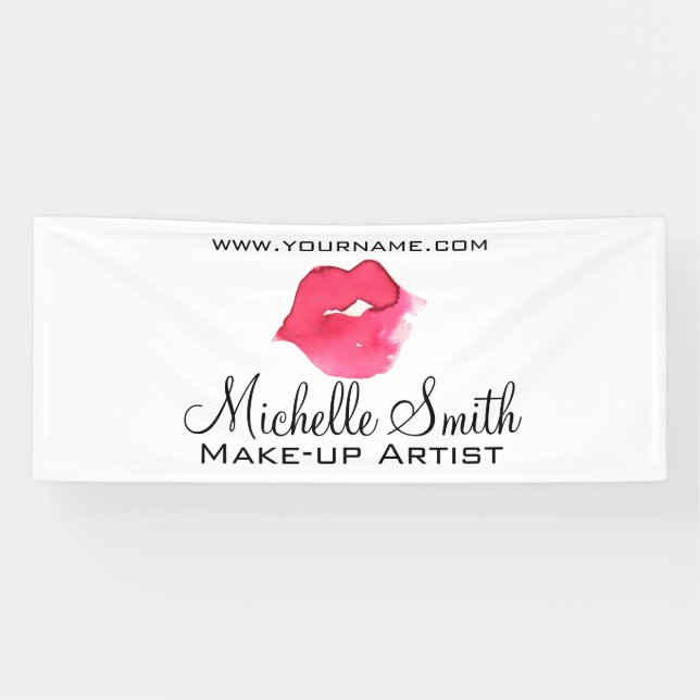 Banderoles Aquarelle rose lèvres maquillage marque (Horizontal)