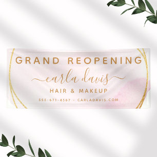 Banderoles Aquarelle rose vif Gold Circle Salon Réouverture