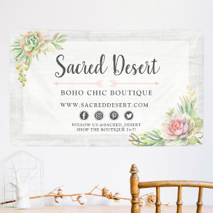Banderoles Aquarelle rustique Succulent Désert Cactus Boho
