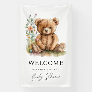 Banderoles Aquarelle simple Petit Baby shower Ours en peluche