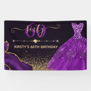 Banderoles Aquarelle violet agneau Robe Anniversaire