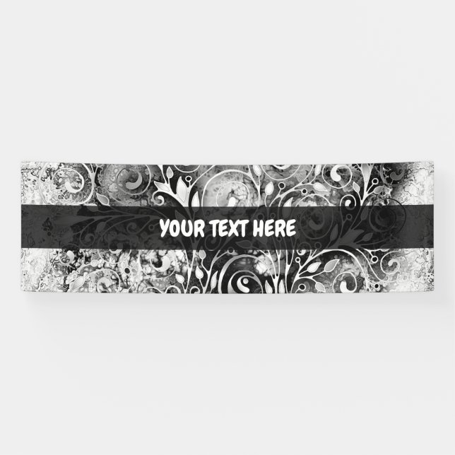 Banderoles Arbre De Vie - Spirales Feuille Grunge Style 1 (Horizontal)