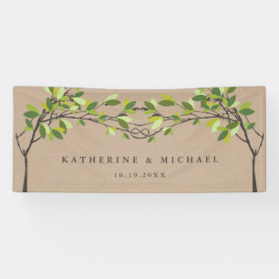 Banderoles Arbres d'amour à noeuds verts sur Kraft Mariage d'