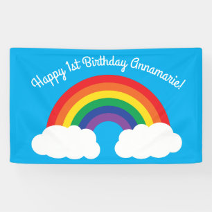 Banderoles Arc-en-ciel et fête d'anniversaire mignonne de