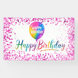Banderoles Arc-en-ciel Paillettes Joyeux Anniversaire