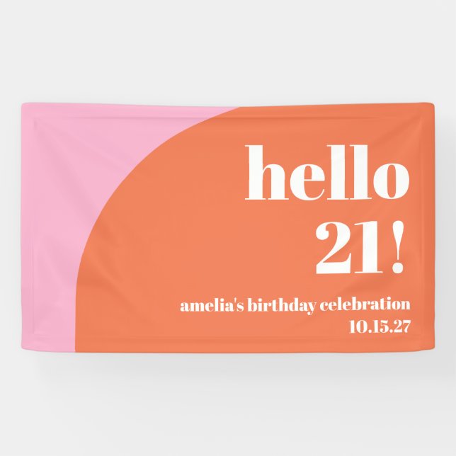 Banderoles Arc rose orange rose moderne 21e anniversaire pers (Horizontal)